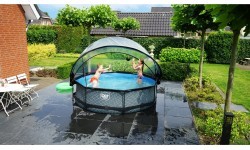 Baseins EXIT Stone ø300 x 76 cm ar jumtiņu un sūkni ar filtru