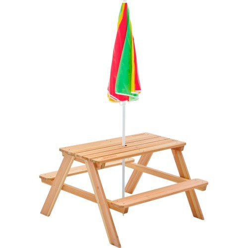 Plūmju bērnu piknika galds ar saulessargu