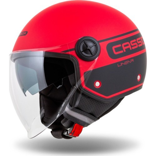 Motorcycle Helmet Cassida Handy Plus Linear Pearl Matte Red/Black