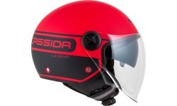 Motocikla ķivere Cassida Handy Plus Linear Pearl matēta sarkana/melna
