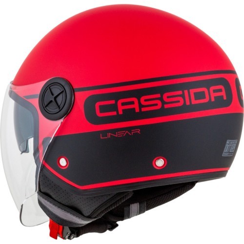 Мотошлем Cassida Handy Plus Linear Pearl матовый красно-черный