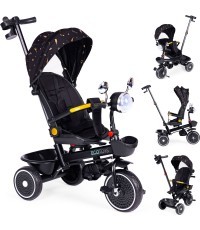 Bērnu trīsriteņu ratiņi grozāms sēdeklis stūmējs melns ECOTOYS