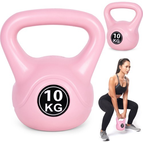 Kettlebell kettle 10kg vingrinājumu hantele bumba fitnesa svars rozā ModernHome