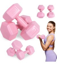 Sešstūra hanteles komplekts 2x4 kg vingrošanas atsvari fitnesa atsvari rozā ModernHome