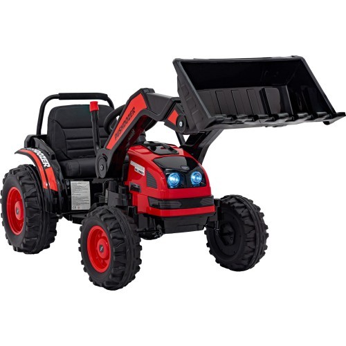 Bērnu elektromobilis ekskavators-traktors, sarkans
