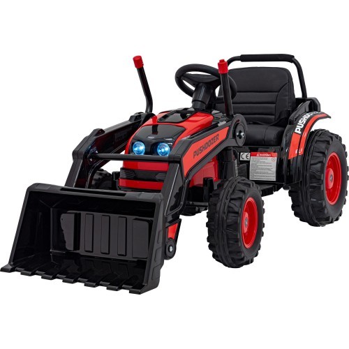 Bērnu elektromobilis ekskavators-traktors, sarkans