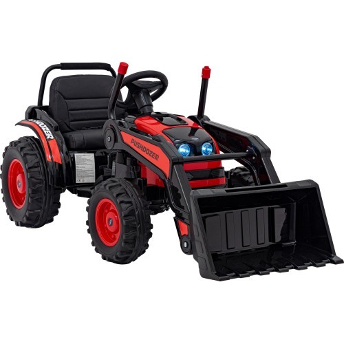 Bērnu elektromobilis ekskavators-traktors, sarkans