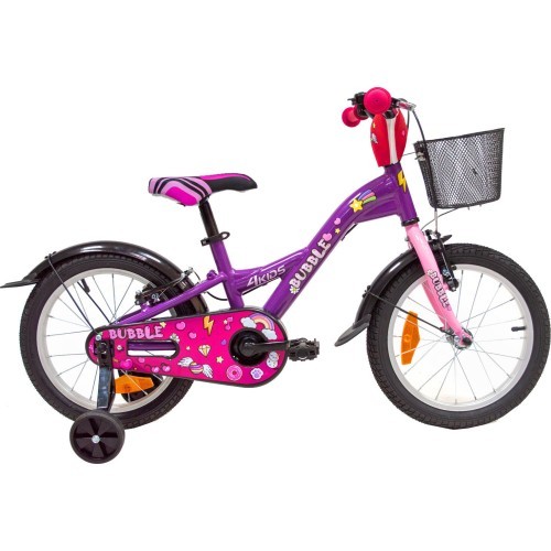 4KIDS Bubble 16" bike, size 10" (25.5 cm), aluminium, violet