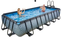 EXIT Stone pool 540x250 cm with sand filter pump - grey Framed pool Rectangular 12600 L