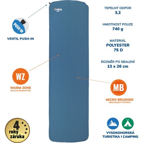 Self-Inflating Mat Yate Hiker, 25 mm - Blue/Grey