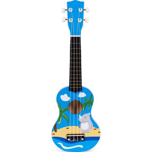 Bērnu koka ukulele ģitāra, 4 neilona stīgas ar trziekli, ECOTOYS
