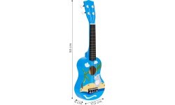 Bērnu koka ukulele ģitāra, 4 neilona stīgas ar trziekli, ECOTOYS