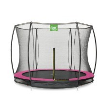 EXIT Silhouette ground trampoline ø244cm with safety net - pink Outdoor Round Coil spring Sunken trampoline