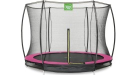 EXIT Silhouette ground trampoline ø244cm with safety net - pink Outdoor Round Coil spring Sunken trampoline