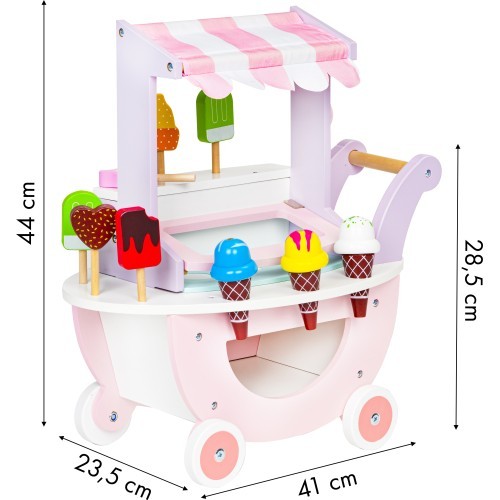 Wooden Cart Ice Cream Shop For Kids Eco Toys, 12 el