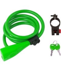 Велосипедный замок с держателем FORCE, 120см/10мм, зеленый