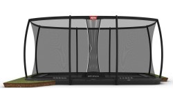 BERG Ultim Champion FlatGround 500 batuts, pelēks + drošības tīkls DLX XL