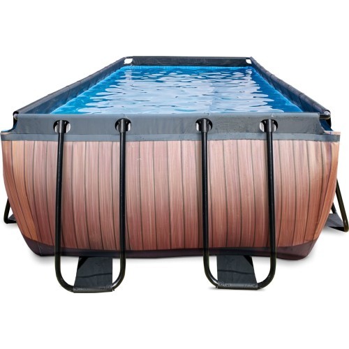EXIT Wood pool 400x200x122cm with filter pump - brown