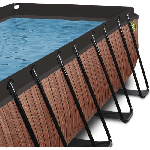 EXIT Wood pool 400x200x122cm with filter pump - brown