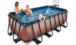 EXIT Wood pool 400x200x122cm with filter pump - brown