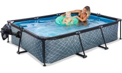 EXIT Stone pool 300x200x65cm with dome and filter pump - grey