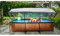 EXIT Stone pool 300x200x65cm with dome and filter pump - grey