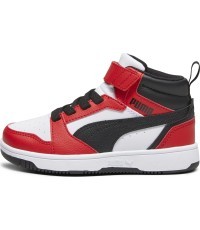 Puma bērnu apavi Rebound V6 Mid Jr White Black Red 393832 03