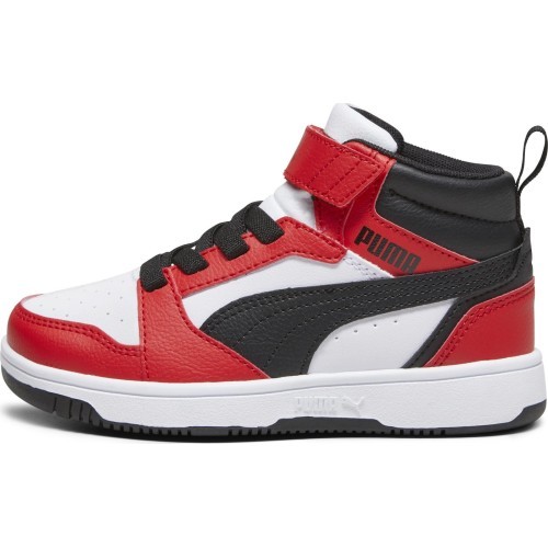 Детская обувь Puma Rebound V6 Mid Jr White Black Red 393832 03