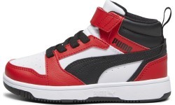 Детская обувь Puma Rebound V6 Mid Jr White Black Red 393832 03