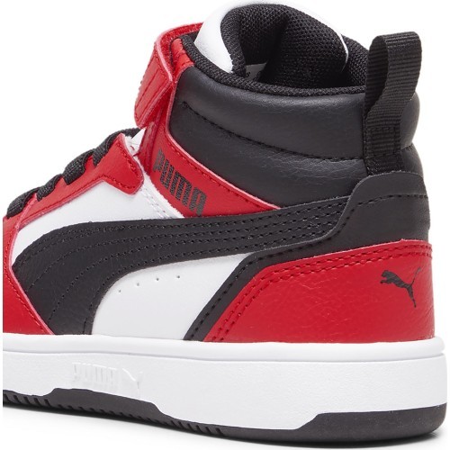 Puma bērnu apavi Rebound V6 Mid Jr White Black Red 393832 03