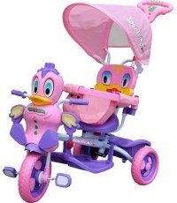 3-wheeled Purple Duck Kids Bike + Sounds + Roof + Barrier + Footrest + Handle + Storage