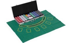 Набор для покера Blackjack, 500 фишек, 2 колоды карт, кости, игровой коврик, запирающийся кейс
