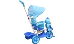 3-wheeled children's bike Duck Blue + Sounds + Roof + Barrier + Footrest + Handle + Storage