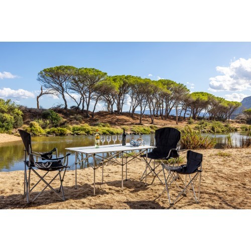 Salokāms krēsls BasicNature Travelchair Standard, melns