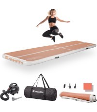 Piepūšamais vingrošanas paklājs inSPORTline Airstunt 400 x 100 x 10 cm Mocha Mousse w/ Electric Pump