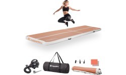Надувной гимнастический мат inSPORTline Airstunt 400 x 100 x 10 см Mocha Mousse с электрическим насосом