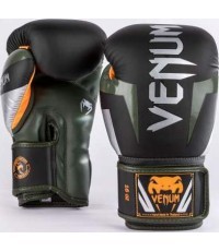 Boksa cimdi Venum Elite, melni/sudraba/haki