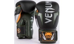 Boksa cimdi Venum Elite, melni/sudraba/haki