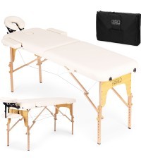 Koka masāžas un rehabilitācijas galds, 2-segments, salokāms koferī + soma ModernHome