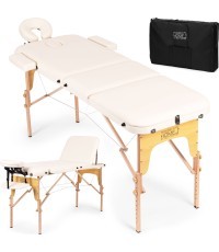 Koka masāžas un rehabilitācijas galds, 3 segmentu, salokāms koferī + soma ModernHome