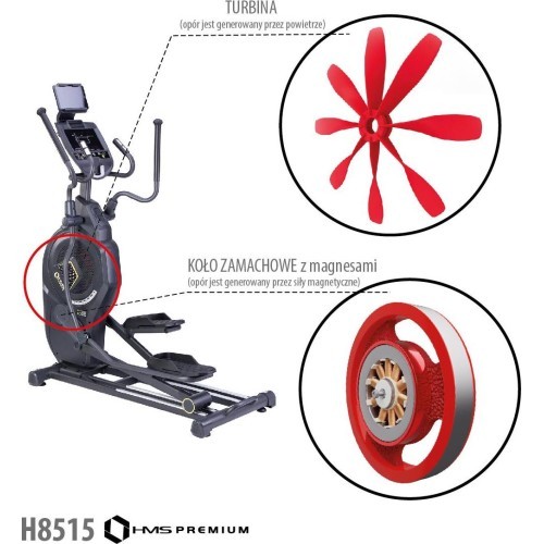 Puskomerciāls gaisa-magnētiskais eliptiskais trenažieris H5815 HMS Premium