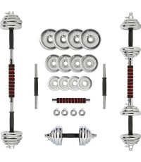 Сменные весовые хромированные подвесы и набор штанг HMS STC21, 2 x 10 кг