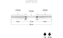 Īsais olimpiskais stienis GOP050 ar atsperu fiksatoriem, 5 kg, 50 cm, HMS