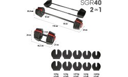 SGR40 PRO SET 2IN1 ADJUSTABLE DUMBBELLS 40 KGS HMS