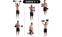 Regulējamo hanteļu komplekts SGR18 Pro Set 3in1 20 kg HMS