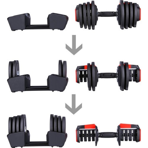Regulējamo hanteļu komplekts SGR18 Pro Set 3in1 20 kg HMS