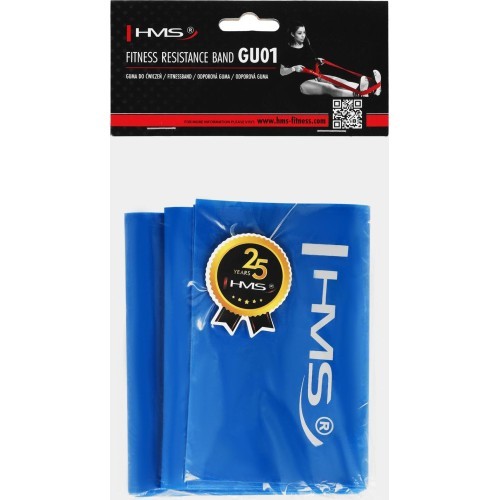 Fitnesa pretestības gumija HMS GU01, zila, 1200x120x0,4 mm
