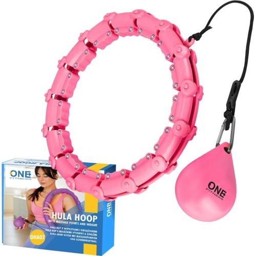 Розовый обруч с утяжелителем OHA02 One Fitness