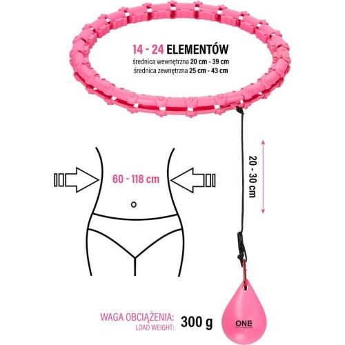 OHA02 HULA HOP PINK WITH WEIGHT ONE FITNESS