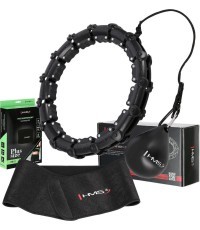 KOMPLEKTS HULA HOOP HHW11 MELNS AR SVARU + JOSTASVIETAS ATBALSTS BR163 MELNS PLUS SIZE HMS